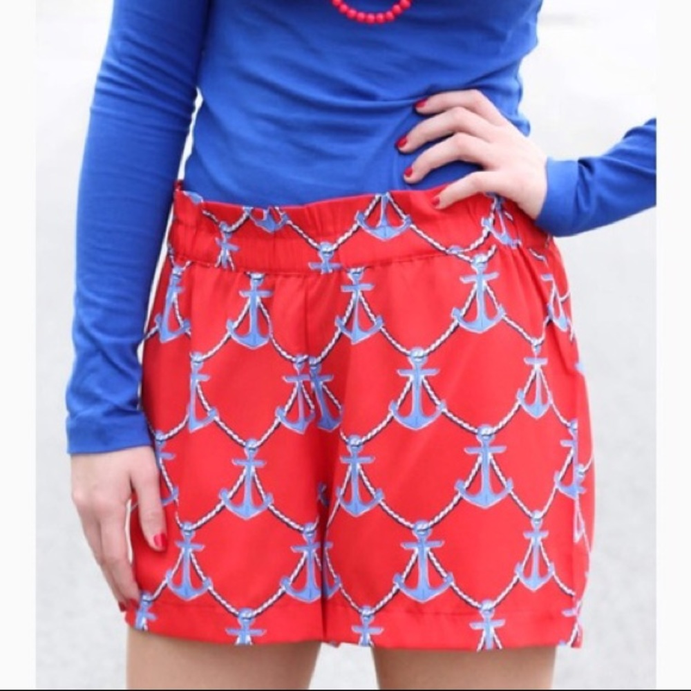 ❤️Mudpie Anchor Print ⚓️ Shorts Sz L (12-14)💙 - Picture 1 of 8